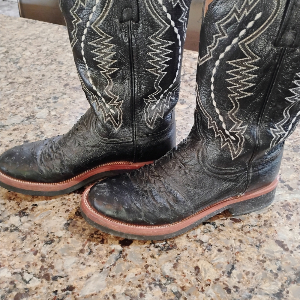 Lucchese Black Leather Western Boots